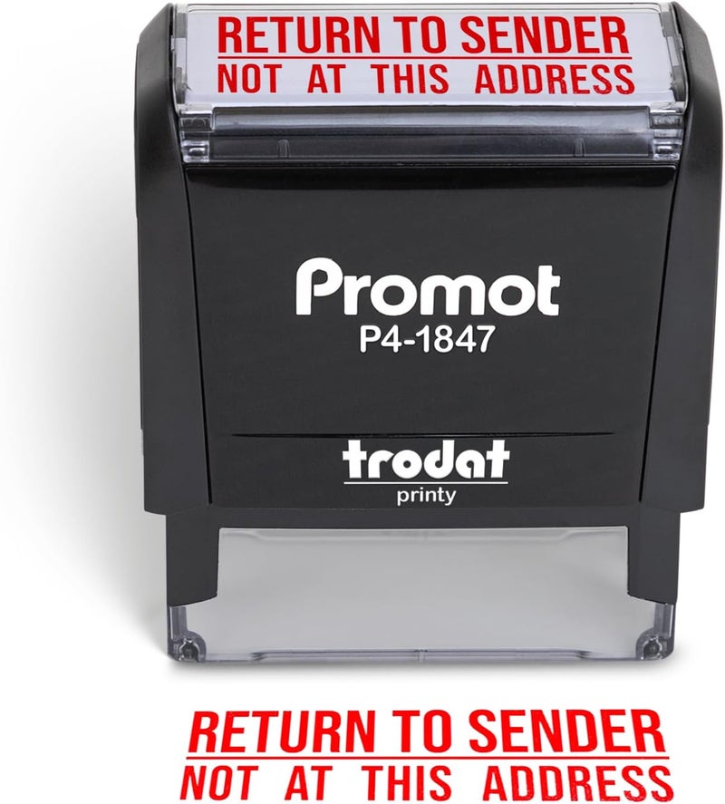 Promot Return to Sender Self Inking Stamp - Return to Sender Stamp Not at This Address - Envelope Stamper, Mail Stamps, Stampers for Office, Business Stamp - Rubber Stamps, Red Ink Stamp for Office - Image 1